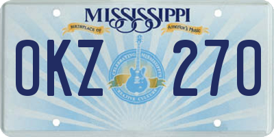 MS license plate OKZ270