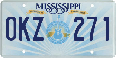 MS license plate OKZ271