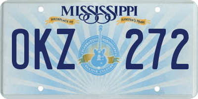 MS license plate OKZ272