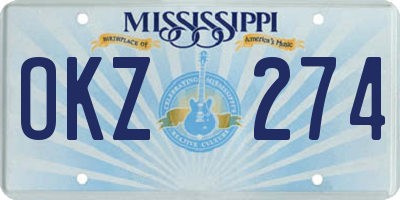 MS license plate OKZ274