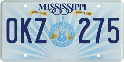 MS license plate OKZ275