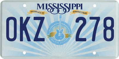 MS license plate OKZ278
