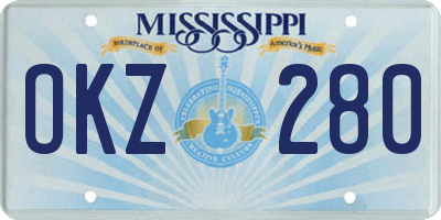 MS license plate OKZ280