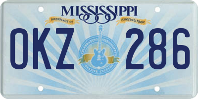 MS license plate OKZ286