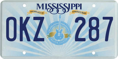 MS license plate OKZ287