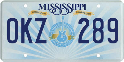 MS license plate OKZ289