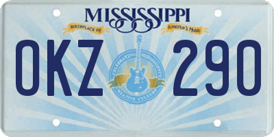 MS license plate OKZ290