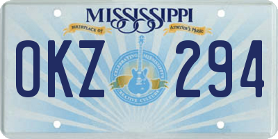 MS license plate OKZ294
