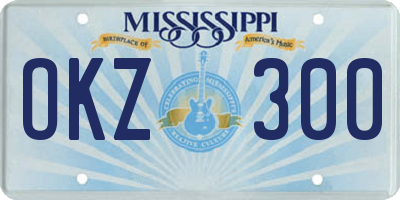 MS license plate OKZ300