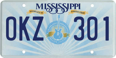 MS license plate OKZ301
