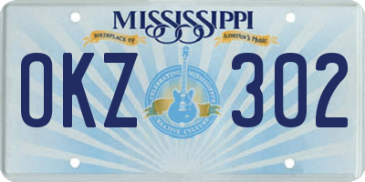 MS license plate OKZ302