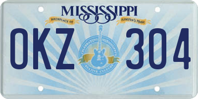 MS license plate OKZ304