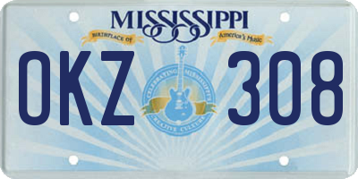 MS license plate OKZ308