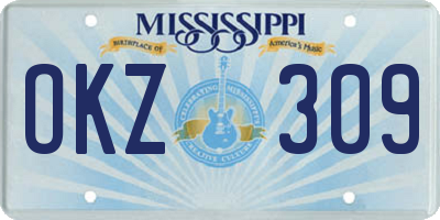 MS license plate OKZ309