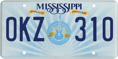 MS license plate OKZ310