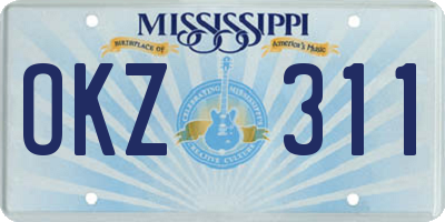 MS license plate OKZ311