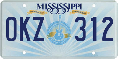 MS license plate OKZ312