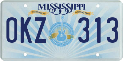 MS license plate OKZ313
