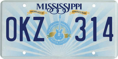 MS license plate OKZ314