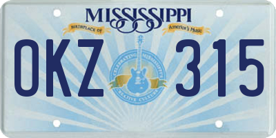 MS license plate OKZ315
