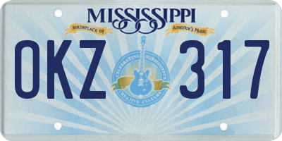 MS license plate OKZ317