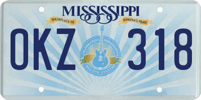 MS license plate OKZ318