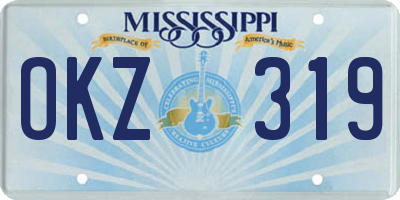 MS license plate OKZ319