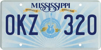 MS license plate OKZ320