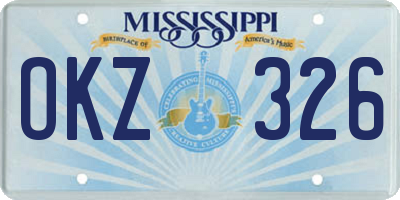 MS license plate OKZ326