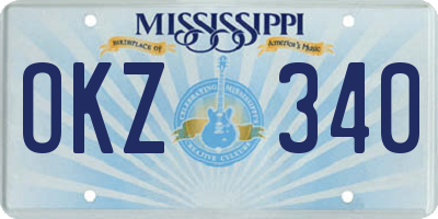 MS license plate OKZ340