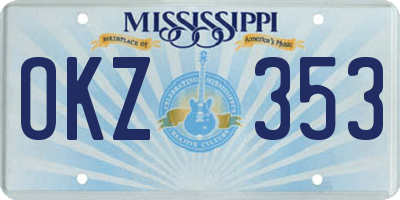 MS license plate OKZ353