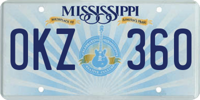 MS license plate OKZ360