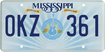 MS license plate OKZ361