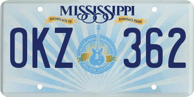MS license plate OKZ362