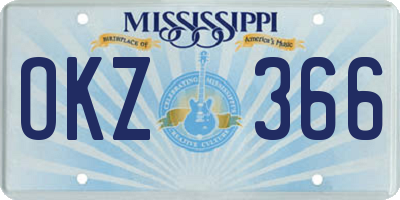MS license plate OKZ366