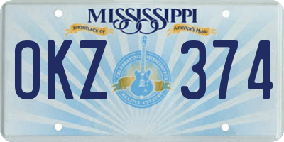 MS license plate OKZ374