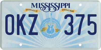 MS license plate OKZ375