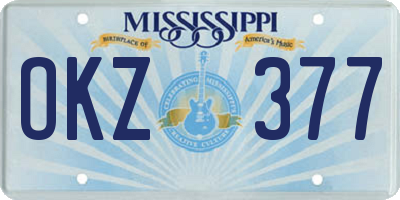 MS license plate OKZ377