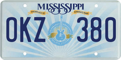 MS license plate OKZ380