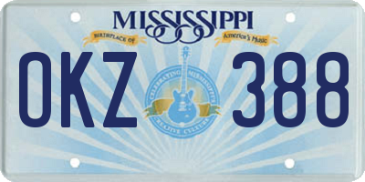 MS license plate OKZ388