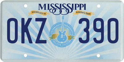 MS license plate OKZ390