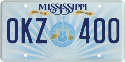 MS license plate OKZ400