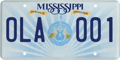 MS license plate OLA001