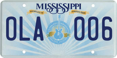 MS license plate OLA006