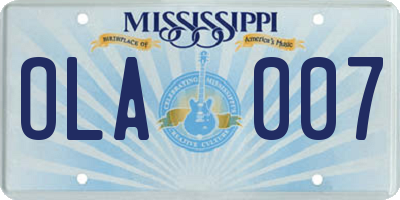 MS license plate OLA007