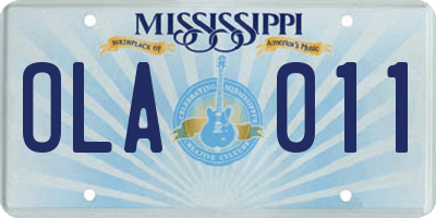 MS license plate OLA011