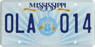 MS license plate OLA014