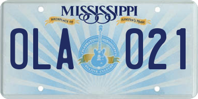 MS license plate OLA021