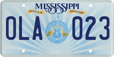 MS license plate OLA023