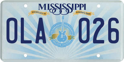 MS license plate OLA026